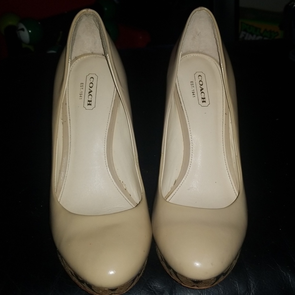 Coach nude patent leather heels